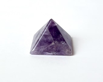 Amethyst Crystal Pyramid: Polished Gemstone Meditation Stone (1 inch)