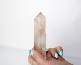 Moroccan Tangerine Quartz Point: Raw Crystal with Hematite Inclusion