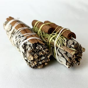 Cinnamon Rosemary White Sage Smudge Stick: Ethically Sourced Cleansing Bundle