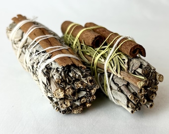 Cinnamon Rosemary White Sage Smudge Stick: Ethically Sourced Cleansing Bundle