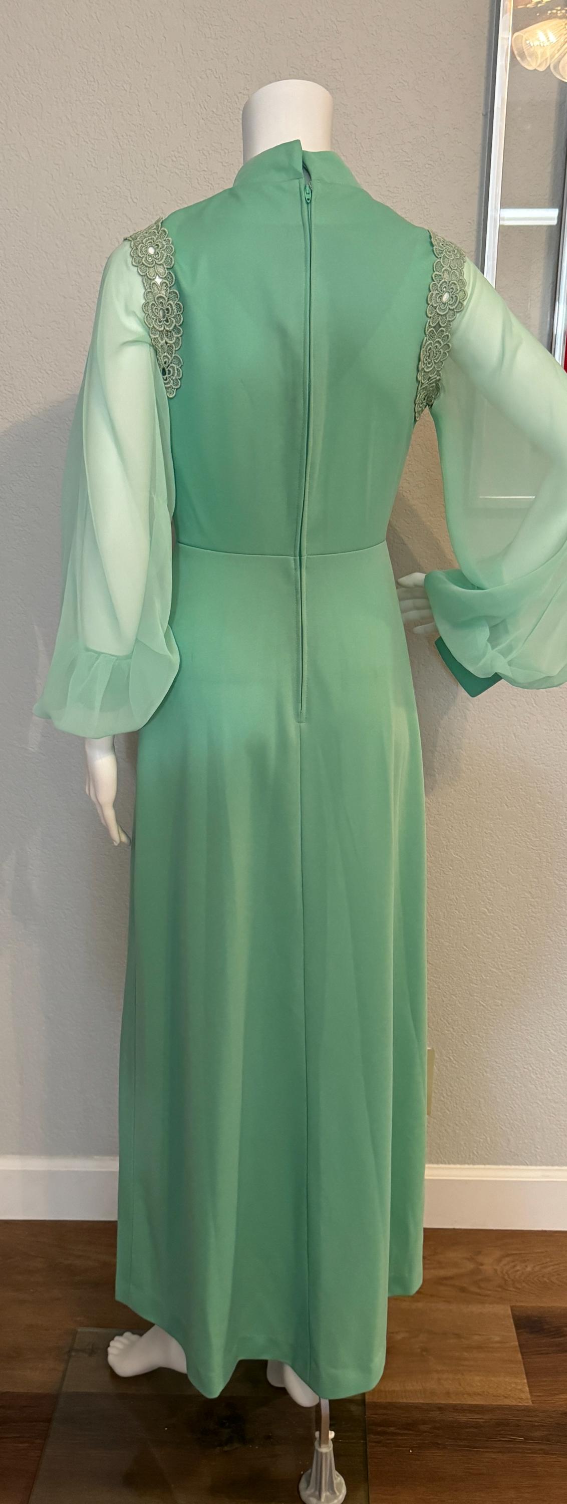 mint green formal dress with sleeves Mint Green Tulle A Line V Neck Prom Dresses with Lace PL409 main image 0