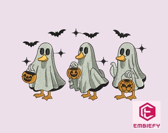 Disegno da ricamo a forma di oca fantasma, costume di Halloween, 4 misure (download immediato)