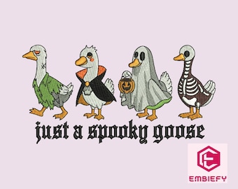 Spooky Goose Halloween Embroidery Design: Machine Embroidery Files (4 Sizes)