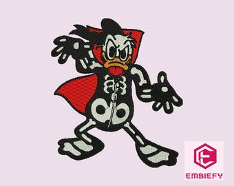 Skeleton Duck Embroidery Design: Halloween Cape, 4 Sizes (Instant Download)