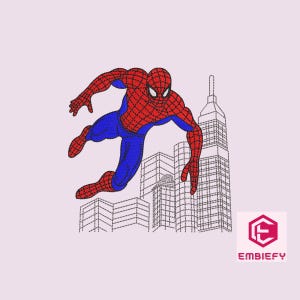 Superhero Embroidery machine files, City Swinging Super hero Embroidery Design, Spiderman embroidery design files, Instant Download, 3 sizes
