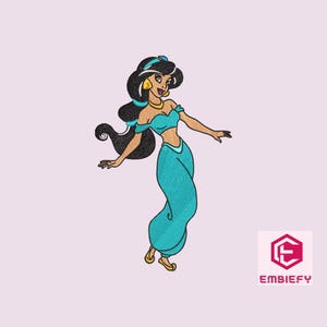 Jasmine Machine Embroidery Design, Arabian Princess, Princess Jasmine Embroidery Patterns, Princess Fill Stitch, Princess Embroidery Designs