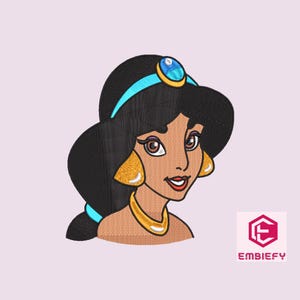 Arabian Princess Embroidery Design, Princess Jasmine Machine Embroidery Design, Baby Girl Birthday  patterns, 3 sizes, Instant download