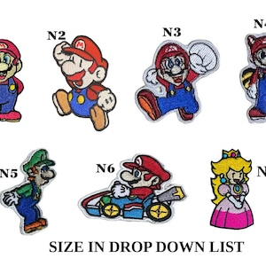 Super Mario Video Game Peace ELLU Princess Peach Mario Brothers Bros Embroidered Badge Patch Iron on Sew On Jacket Jeans Fabrics Applique