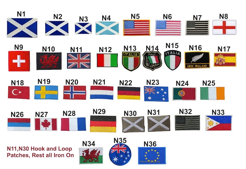 National Country Flag Patches Badges Sew on Iron on Embroidered Dress ...