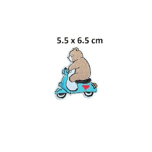 Teddy Bear Driving Vespa Positive cool Patch Embroidered Iron sew on Patch badge Bikers Rocker Dress Transfer Jacket Jeans Leather N-1439