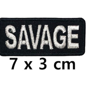 Savage Black Cool applique Saying Words Embroidered Iron on sew on Patch badge Bikers Rocker Dress Transfer N-A86