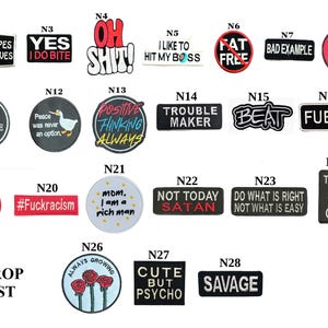 Message Funny Saying Words Slogans Savage Reply Cool Daily Sayings Round Dress Transfer Embroidered Iron on Sew On Patch Jacket Jeans Clothe