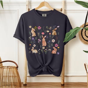 Boho Bunny Lover Tshirt, Cottagecore Pressed Flowers Rabbit Tee, Bunny Momma Gift, Perfect Gift For Bunny Mom, Cute Rabbit Lovers Shirt Gift