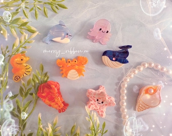 MerryRibbon Handmade Mini Acetate Sea Animal Claw Clips – Cute Ocean Hair Accessories, Durable & Eco-Friendly, hair claw, Kawaii Japanese