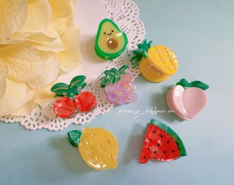 MerryRibbon Handmade Mini Acetate Fruit Claw Clips – Cute Summer Hair Accessories, Eco-Friendly Cartoon Hair Clips Claw Clip, Kawaii Cute