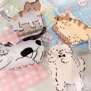 MerryRibbon Handmade Cartoon Cat & Dog Hair Claw Clips – Medium Resin Animal Hair Clip for Soft Daily Styles Hair Accessory, Kawaii fashion