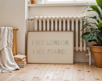 Lámina "I See London France", arte mural con tipografía minimalista (descarga digital)