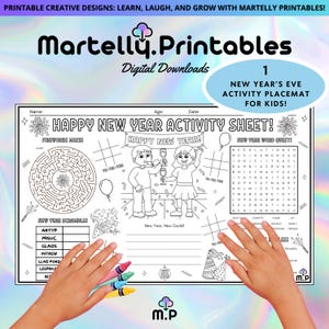 1 Podkładka sylwestrowa dla dzieci - Święta - Podkładka noworoczna - Kolorowanki noworoczne, Puzzle noworoczne - Pobierz cyfrowo!