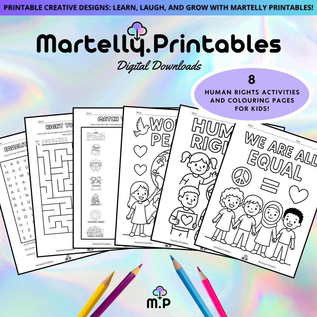 Human Rights Activity Pack: Coloring Pages, Maze, Word Search! (digital ...