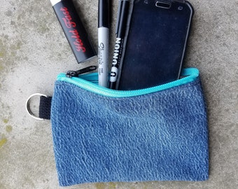 denim make up bag zipper pouch