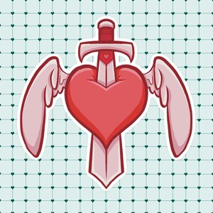 Pierced Heart - Handmade Heart Sticker