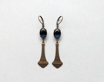 Vintage Sapphire Blue Glass Earrings - Catherine Earnshaw