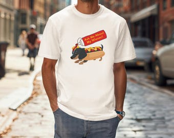 Funny Dachshund Hot Dog Shirt - 'Ask Me About My Wiener' Design