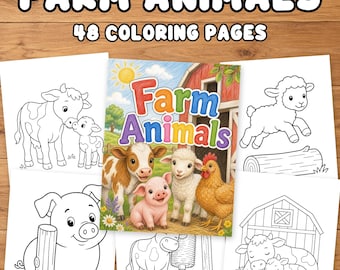 Farm Animals Coloring Pages  for Toddlers Cute Barnyard Animals Easy Printable PDF for Kids
