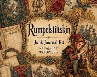 Rumpelstiltskin Junk Journal Kit Printable Ephemera Fairy Tale Pages Antique Fussy Cuts Storybook Keepsakes Series