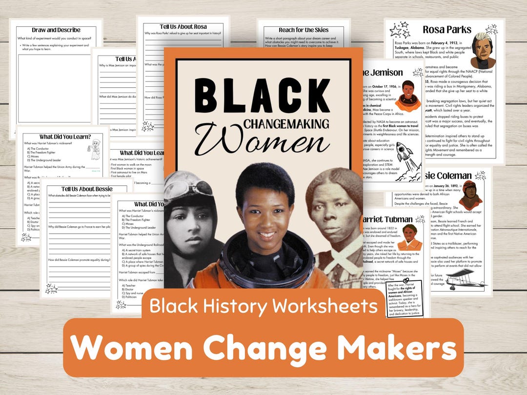 Women's History Month Black Women Change Makers Worksheets and ...