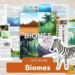 Biomen Unit Study Werkbladen, activiteiten, met geografie en klimaat, planten en dieren Homeschool Science (mega-eenheid!)