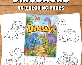 Dinosaurs Coloring Pages  for Toddlers Prehistoric Friends Easy Printable PDF for Kids
