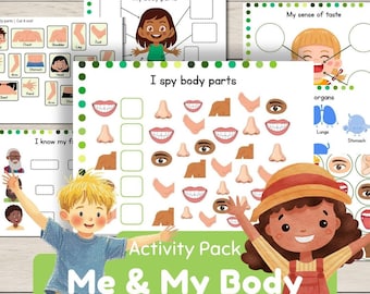 Human Anatomy Busy Book for Toddlers My Body Learning Binder for Preschool Human Body For Kids Body Parts Matching Choice of Skin Tones
