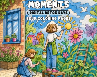 Creative Moments Coloring Pages Crafting Painting Sewing and Printable PDF and Transparent PNG for Procreate