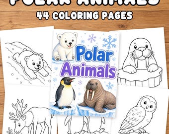 Polar Animals Coloring Pages  for Toddlers  Antarctica and Arctic Wildlife Winter Animals Easy Printable PDF for Kids