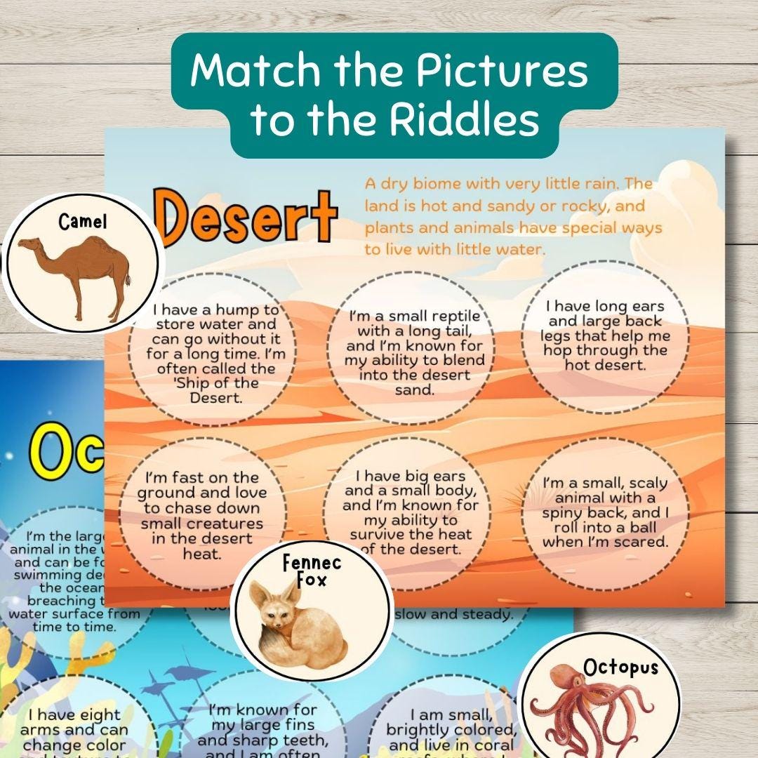 Biome Riddles Animals Habitat Sorting Mats, Habitat Matching Worksheets, 6 Major ...