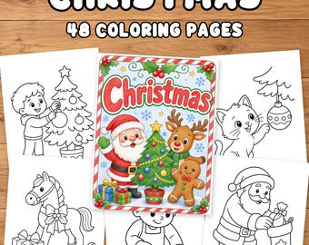 Christmas Coloring Pages  for Toddlers Santa Reindeer Gifts Kids Holiday Easy Printable PDF for Kids