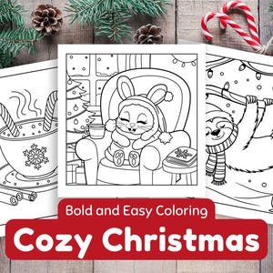 Cozy Christmas Coloring Pages 30 Bold and Easy Coloring Sheets for Kids and Adults Hygge Christmas Kawaii Cozy Girl