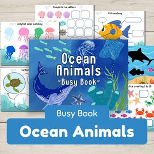 Ocean Animals Busy Book – PDF para impressão Pasta de aprendizagem pré-escolar Pacote de atividades para o tempo de silêncio para crianças pequenas