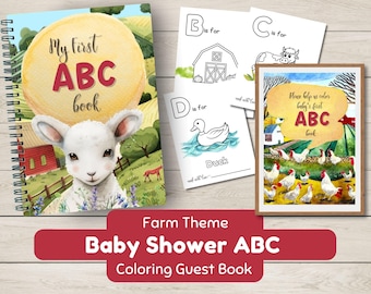Bauernhof Thema ABC Malbuch, Babyparty Gastaktivität, Babys erstes Alphabetbuch, Bauernhof-Themen druckbare PDF