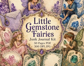 Little Gemstone Fairies Junk Journal Kit Mineral Fairy Printable Ephemera Crystal Fairy Pages Mineral Specimen Papers Fussy Cuts