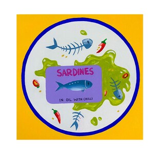 Sardynki w chili - obraz do dekoracji kuchni/domu (akryl na płótnie)