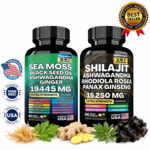 Sea Moss & Shilajit (Black Seed Oil, Turmeric, Ashwagandha, Ginger, Vitamin D 画像 2