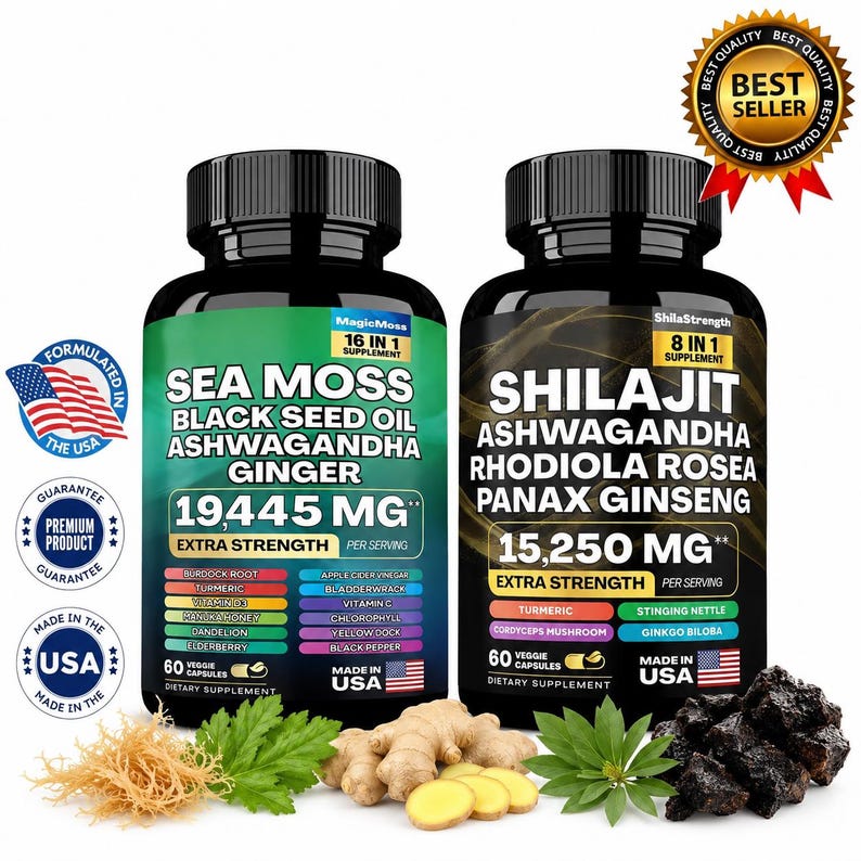 Sea Moss & Shilajit (Black Seed Oil, Turmeric, Ashwagandha, Ginger, Vitamin D 画像 2
