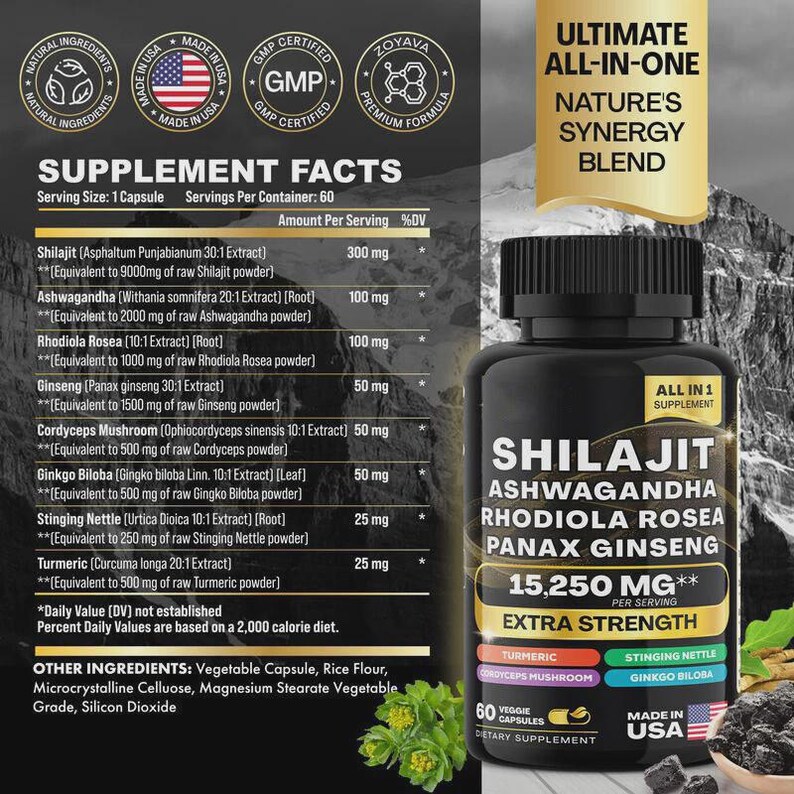 Sea Moss & Shilajit (Black Seed Oil, Turmeric, Ashwagandha, Ginger, Vitamin D 画像 7
