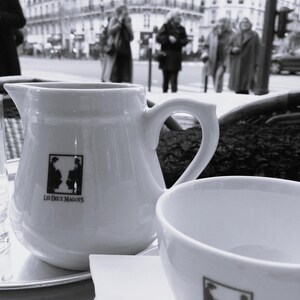 Paris Les Deux Magots, Paris Series, greeting card 11 x 14cm, Paris image, Paris photo, black and white image, with envelope