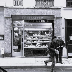 Paris Boulangerie, ile saint-Louis,  Paris Series, greeting card  11 x 14cm, Paris image, black and white image, with envelope