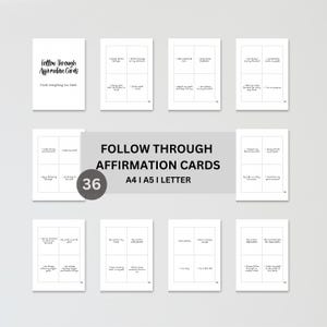 36 Follow Through Affirmation Cards, Affirmation Cards Digital, Vision Board Printables, Affirmation Cards Deck,Affirmation Cards Pdf
