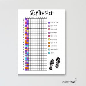 Yearly Step Tracker - PRINTABLE Journal Page - Planner Page - Fitness Tracker - Health Log - Health Tracker- Fitness Goal- Step Goal