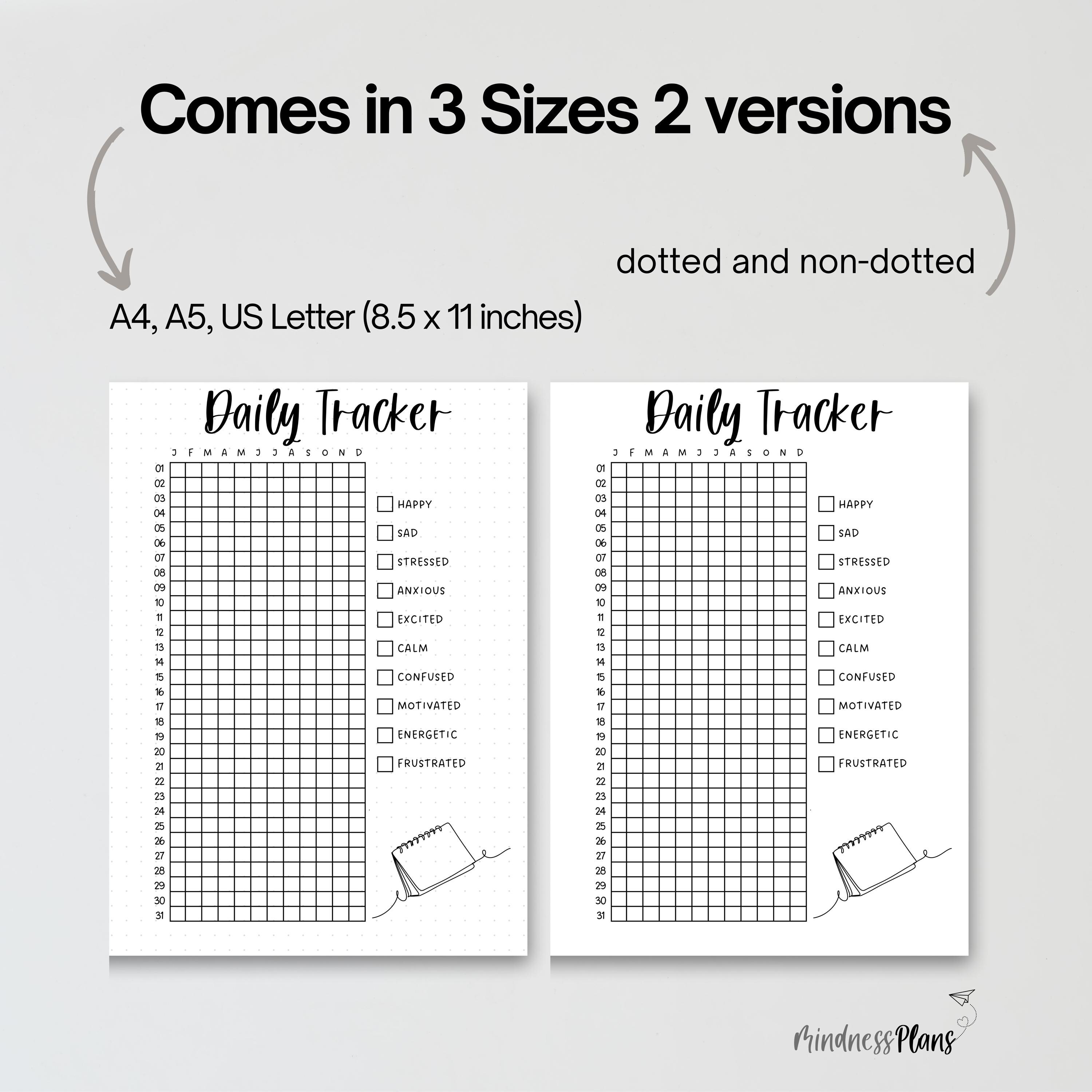 Daily Tracker PRINTABLE Journal Page Planner Page Mood Tracker Yearly ...